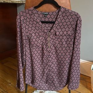 Express Pattern Long Sleeve Blouse